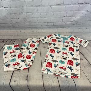 Kickee Kids Farm Pattern Bamboo Short Sleeve Set